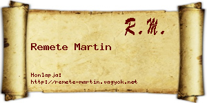 Remete Martin névjegykártya